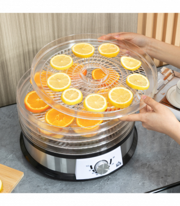 Food Dehydrator - 5 Tier Stainless Steel Dryer Machine Silver 34cm x 34cm