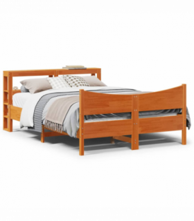 vidaXL Bed Frame with Headboard Wax Brown 120x200 cm Solid Wood Pine