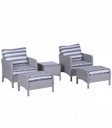 Outdoor Garden Furniture Set 5-Piece PE Rattan Light Grey 71cmx67cmx75cm