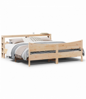 vidaXL Bed Frame with Headboard 200x200 cm Solid Wood Pine