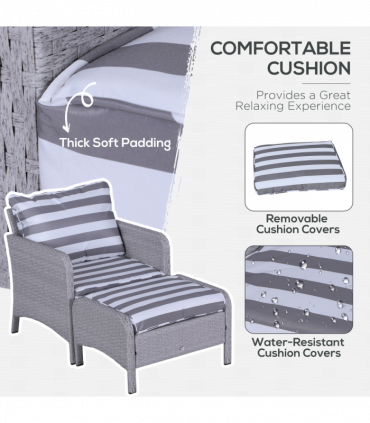 Outdoor Garden Furniture Set 5-Piece PE Rattan Light Grey 71cmx67cmx75cm