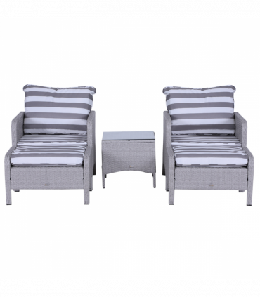 Outdoor Garden Furniture Set 5-Piece PE Rattan Light Grey 71cmx67cmx75cm