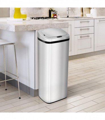 50L Motion Sensor ABS Rubbish Bin Siler/Black