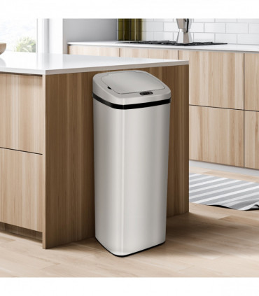 50L Motion Sensor ABS Rubbish Bin Siler/Black