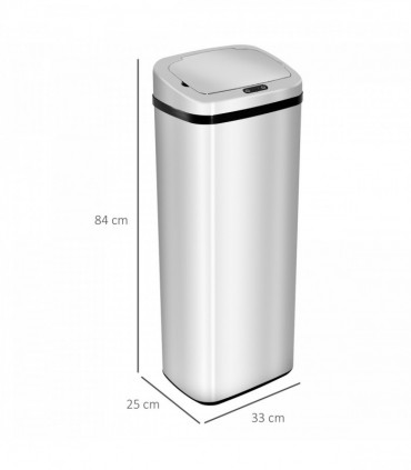 50L Motion Sensor ABS Rubbish Bin Siler/Black