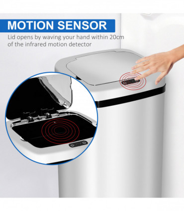50L Motion Sensor ABS Rubbish Bin Siler/Black