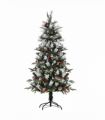 5FT Artificial SnowDipped Christmas Tree Foldable Berries White Pinecones Green