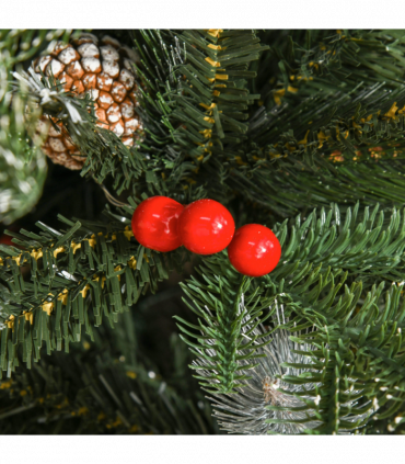 5FT Artificial SnowDipped Christmas Tree Foldable Berries White Pinecones Green
