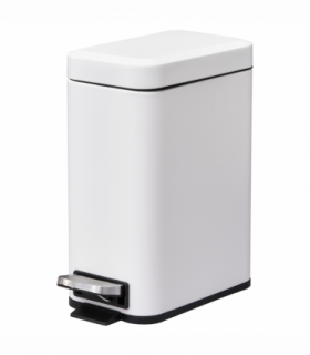 Steel 5L Rectangular Pedal Bin White Steel Body Powder Coated Easy Use