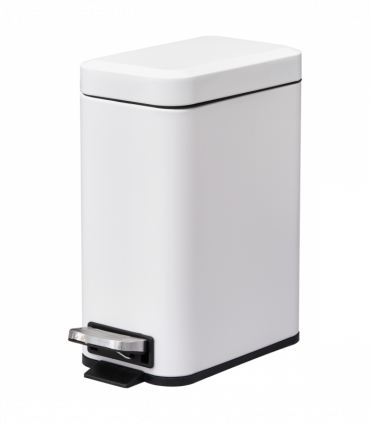 Steel 5L Rectangular Pedal Bin White Steel Body Powder Coated Easy Use