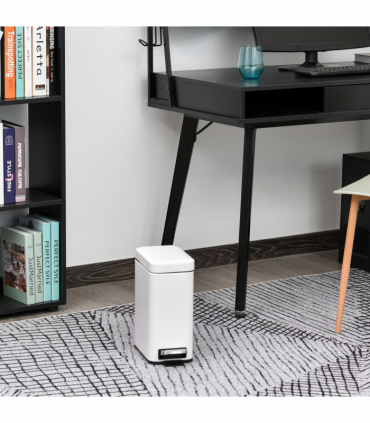 Steel 5L Rectangular Pedal Bin White Steel Body Powder Coated Easy Use