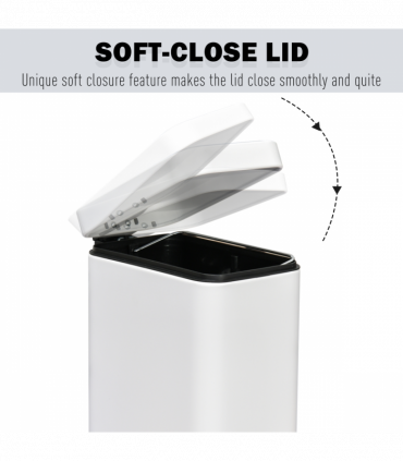 Steel 5L Rectangular Pedal Bin White Steel Body Powder Coated Easy Use