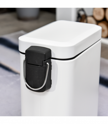 Steel 5L Rectangular Pedal Bin White Steel Body Powder Coated Easy Use