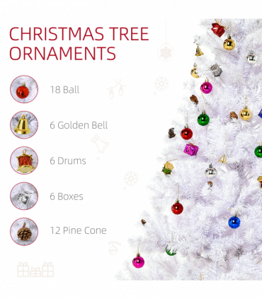 5ft Snow Artificial Christmas Tree Metal Stand Elegant Faux White