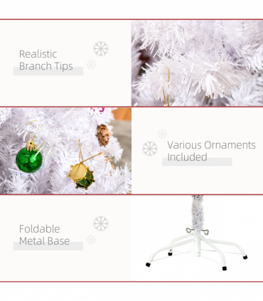 5ft Snow Artificial Christmas Tree Metal Stand Elegant Faux White