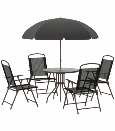 6 Pcs Bistro Set, Texteline-Black