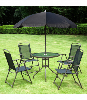 6 Pcs Bistro Set, Texteline-Black