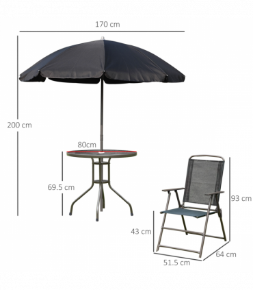 6 Pcs Bistro Set, Texteline-Black