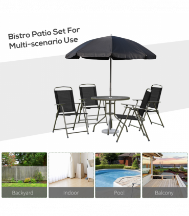 6 Pcs Bistro Set, Texteline-Black