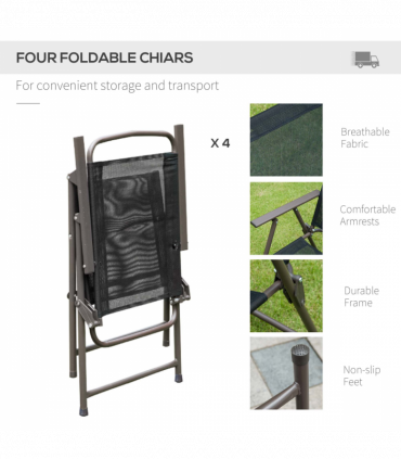 6 Pcs Bistro Set, Texteline-Black