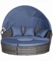6-Seater Outdoor Garden Rattan Sun Bed Furniture Set Grey