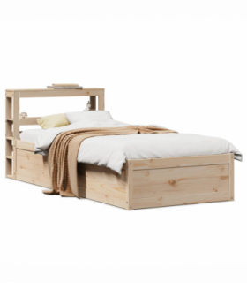 vidaXL Bed Frame with Headboard 75x190 cm Small Single Solid Wood Pine