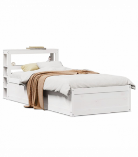 vidaXL Bed Frame with Headboard White 75x190 cm Small Single Solid Wood Pine