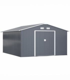 6.5 x 11FT Foundation Ventilation Steel Outdoor Garden Shed Grey