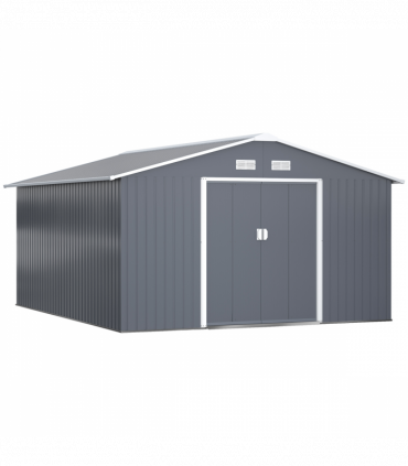 6.5 x 11FT Foundation Ventilation Steel Outdoor Garden Shed Grey
