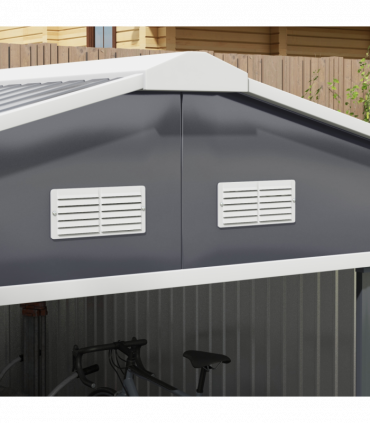 6.5 x 11FT Foundation Ventilation Steel Outdoor Garden Shed Grey