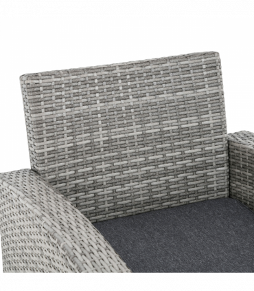 Outdoor 6Pcs Rattan Dining Set Grey Sofa Table Footstool w/ Cushion 182cm x 72cm