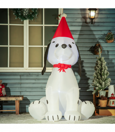 6ft Inflatable Christmas Puppy Dog Wearing Santa Hat Lighted Outdoor Indoor