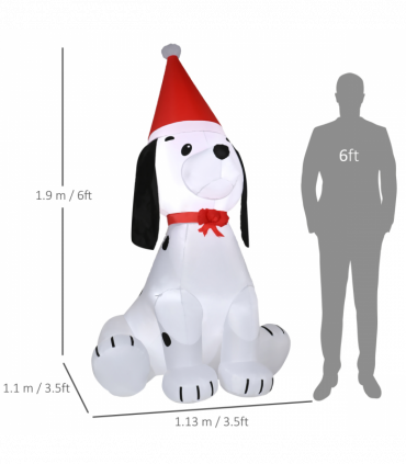 6ft Inflatable Christmas Puppy Dog Wearing Santa Hat Lighted Outdoor Indoor