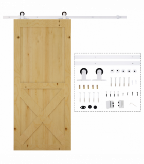 6ft Modern Carbon Steel Sliding Door Track Kit White