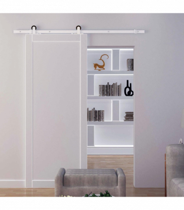 6ft Modern Carbon Steel Sliding Door Track Kit White