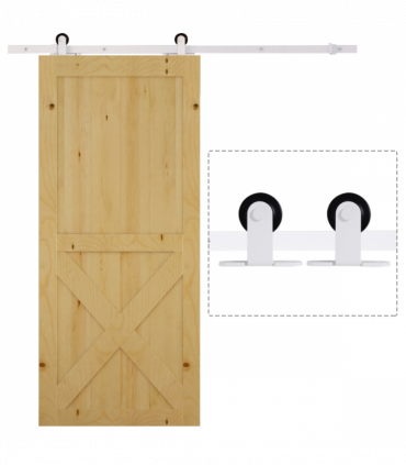 6ft Modern Carbon Steel Sliding Door Track Kit White