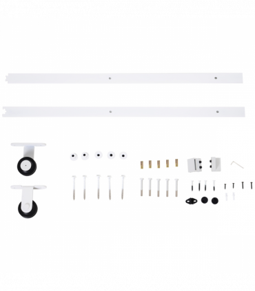 6ft Modern Carbon Steel Sliding Door Track Kit White