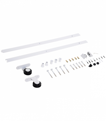 6ft Modern Carbon Steel Sliding Door Track Kit White