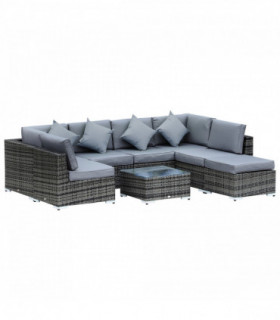 7-Seater Outdoor Garden Rattan Furniture Set w/ Coffee Table