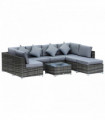 7-Seater Outdoor Garden Rattan Furniture Set w/ Coffee Table