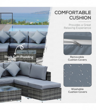 7-Seater Outdoor Garden Rattan Furniture Set w/ Coffee Table