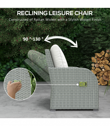 7-Seater Outdoor Garden Rattan Furniture Set w/ Recliners Grey