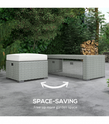 7-Seater Outdoor Garden Rattan Furniture Set w/ Recliners Grey