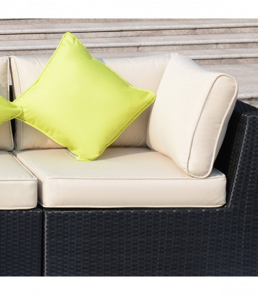 Garden Dining Set 8 Pcs Rattan Sofa Black 78cm x 78cm x 65cm Cushions Outdoor