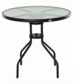 80cm Outdoor Round Dining Table Garden Patio Tempered Glass Top w/ Parasol Hole