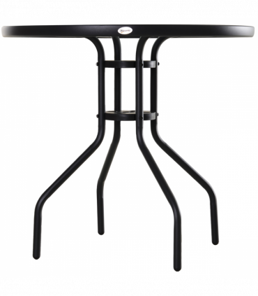 80cm Outdoor Round Dining Table Garden Patio Tempered Glass Top w/ Parasol Hole