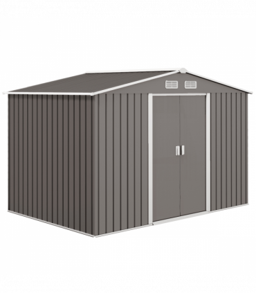 9 x 6FT Foundation Ventilation Steel Outdoor Garden Shed Grey