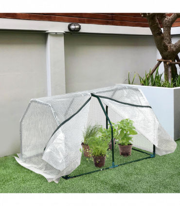 Greenhouse Mini PVC Cover Steel Frame White 99cm x 71cm x 60cm Compact Portable