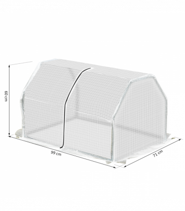 Greenhouse Mini PVC Cover Steel Frame White 99cm x 71cm x 60cm Compact Portable
