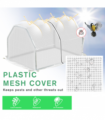 Greenhouse Mini PVC Cover Steel Frame White 99cm x 71cm x 60cm Compact Portable